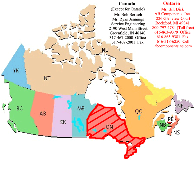 Canada Sales Reps - Ontario AB Components - Remainder of Canada Service Engineering, Inc.